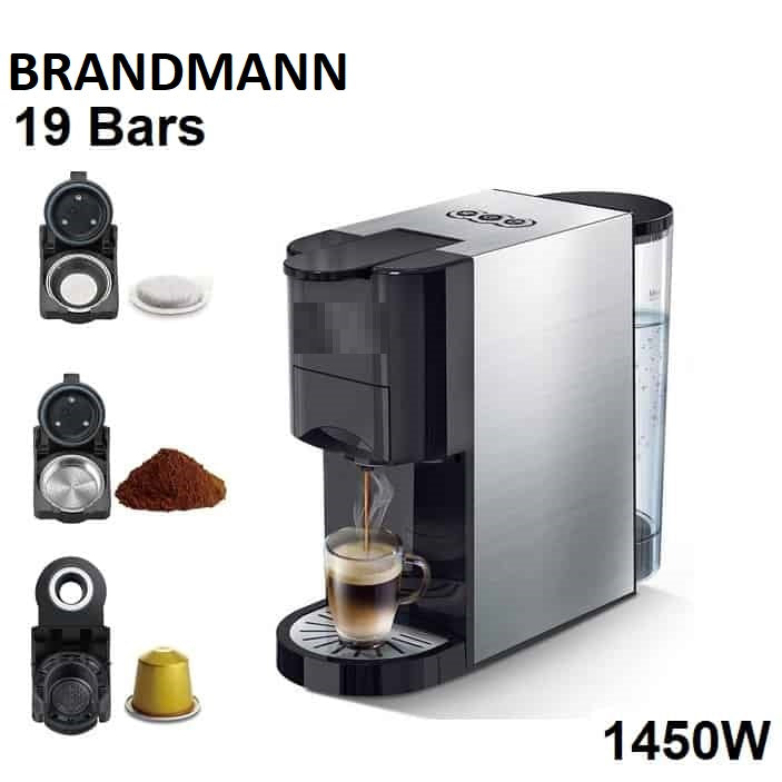 BRANDMANN Machine À Capsules 19Bar - 3 En 1 - Dolce Gusto / Nespresso / Poudre
