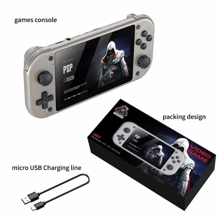 Console de jeu vidéo portable M17 , lecteur de poche pour PSP, Open Source, système Linux, écran IPS 1 64G *