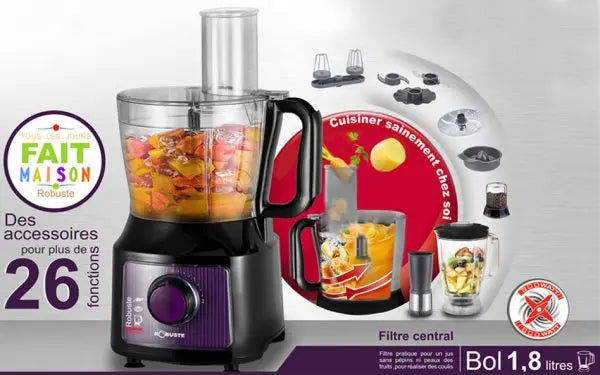 آلة تحضير الطعام متعددة الوظائف بأداء عالي و فعال لمختلف مهام المطبخ ROBUSTE Robot de Cuisine Multifonction 800W 26F SASHOPDZ